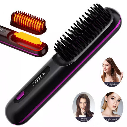 20s Fast Heating Cordless Hair Straightener Brush Hot Comb for Salon at Home