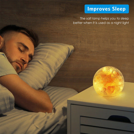 Himalayan Natural Air Purifier Rock Crystal Salt Lamp Night Warm Light Battery