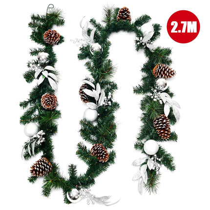 2.7M Christmas Garland Pre-lit LED Xmas Decoration Pinecones Hanging Decor Door