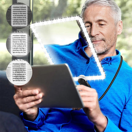 5X Hands Free Magnifying Glass with LED Light, Neck Cord for Reading, Sewing