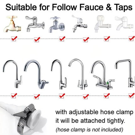 3m Push-On Spray Shower Head Bath Sink Tap Attachment Hose Soft Tube Pet Kids