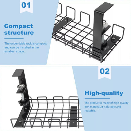 Under Desk Cable Management Tray Organizer for Wire Cord Power Charger Plugs
