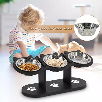 Adjustable Pet Feeder Stand 3PCS Elevated Dog Cat Food Bowl Rack Feeding Station