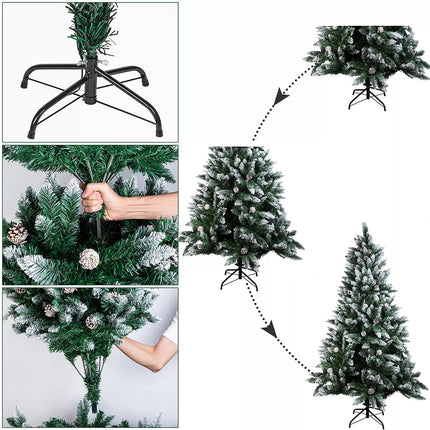 Christmas Tree 2.1M Xmas Tree Bushy Pine Cone Decorations Snowy White