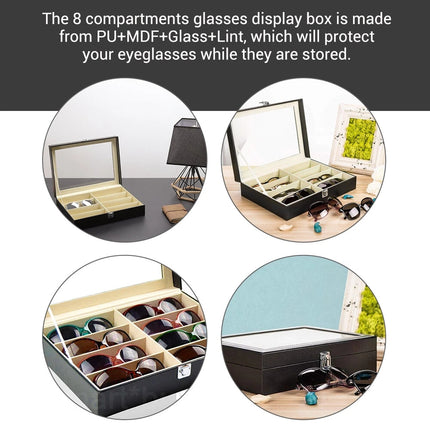 8 Grids Sunglasses Display Case Glasses Eyeglasses Organizer Holder Storage Box