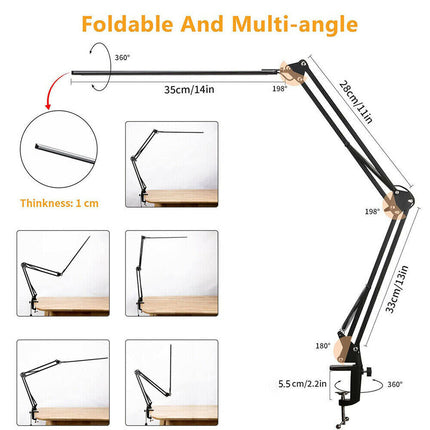 Dimmable Table Bedside Desk Lamp + Clamp Modern Architect LED Light 3 Color Mode