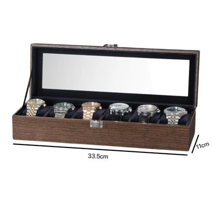 6 Slot Watch Box Retro Wooden Storage Watch Case Jewelry Display Organizer Gift