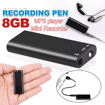 Hidden Audio Voice Recorder Listening Device 96 Hours 8GB Bug Recording Mini