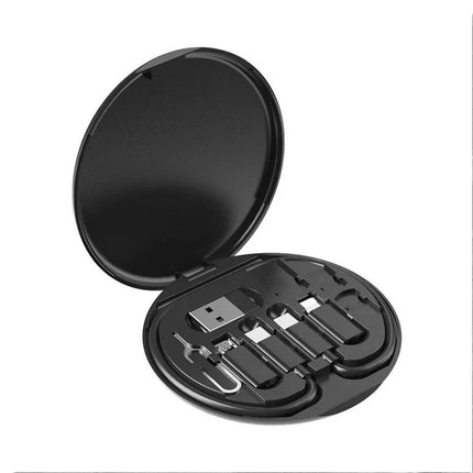 Type USB C Micro-USB Cable Charging Adapter iPhone Cable Kit Storage Box Black