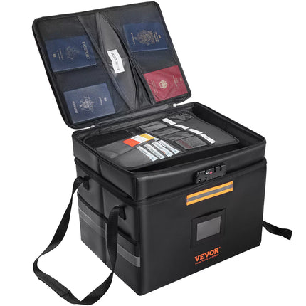 Fireproof Document Box Waterproof Safe Storage Bag w/ Password Zipper Lock