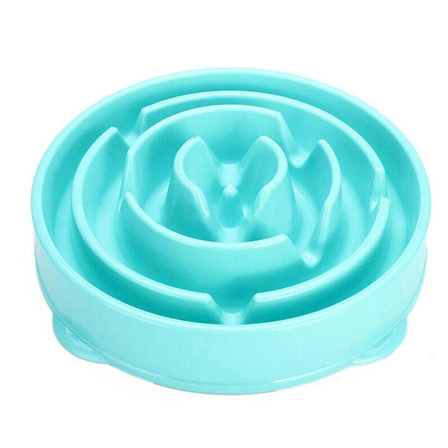 Dog Slow Feeder Pet Bowl Fun Bloat Maze Interactive Food Healthy Eating Dog Cat Blue-L