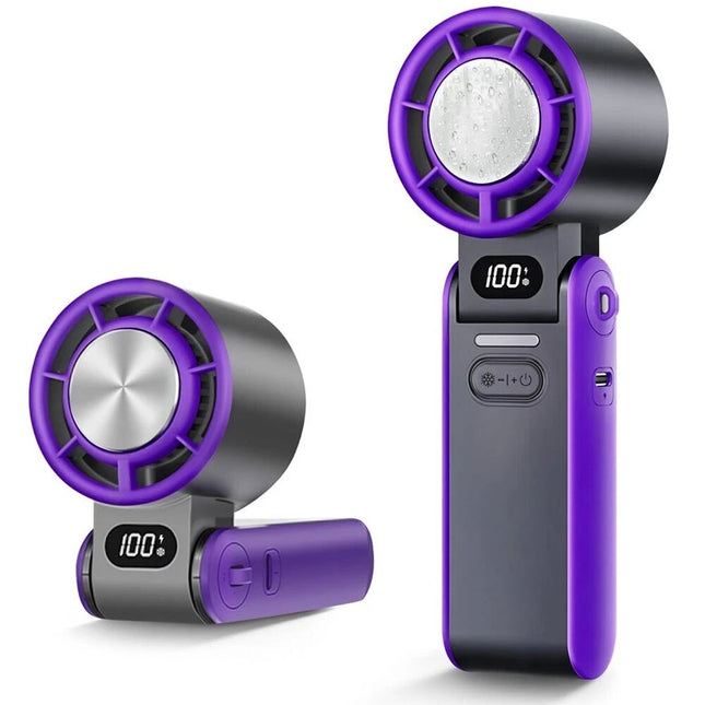 Purple Strong Wind Cooling Fan Portable Handheld Turbo Fan Speeds Neck Blower Mini