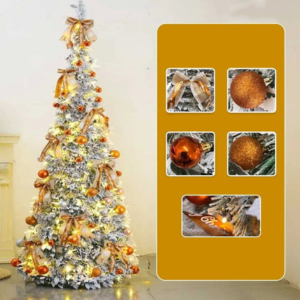 Pre-Decorated Christmas Tree Foldable Holiday Decoration With LED lights Xmas