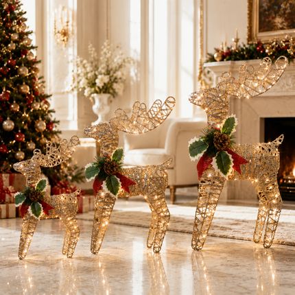 LED Reindeer Christmas Decoration Xmas Deer Ornaments Indoor Outdoor 30/50/60cm