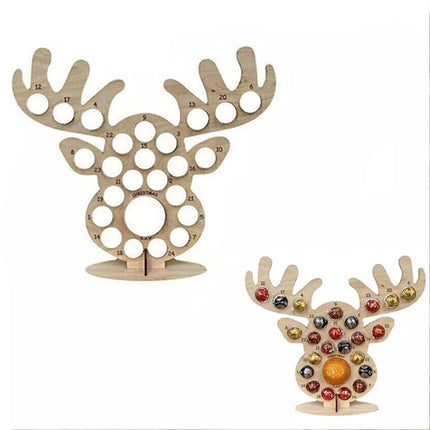 Party Elk  Chocolate Holder Christmas Advent Calendar Wooden Frame
