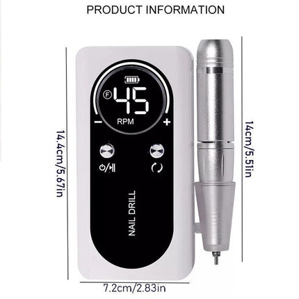 Professional Rechargeable Nail Drill File Machine 45000RPM Portable Electric