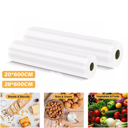 Food Vacuum Sealer Bags Rolls Vaccum Food Storage Saver Seal Bag Pack 5 Rolls 20cm*6m