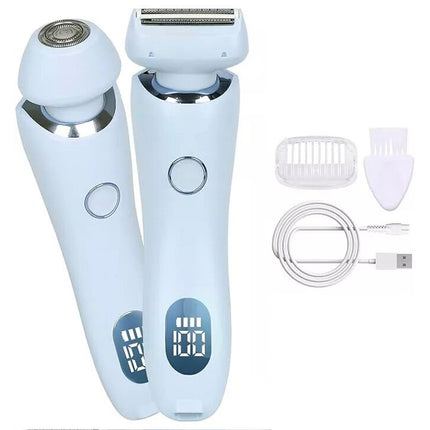 Blue Cordless Womens Electric Shaver Razor - 2-in-1 Gentle & Efficient Hair Trimmer
