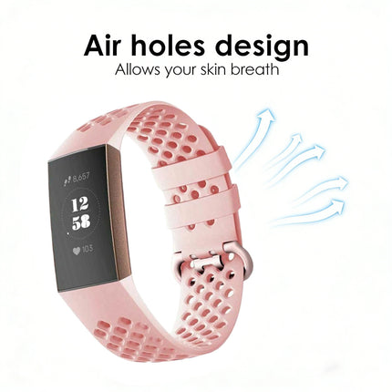 Fitbit Charge 3 4 Watch Soft Silicone Sports Replacement Band Wrist Strap Light Pink