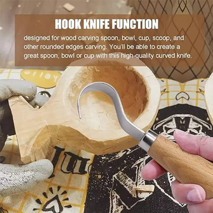 2pcs Wood Carving Knives Set for Spoon Carving Tools Hook Knife Professional