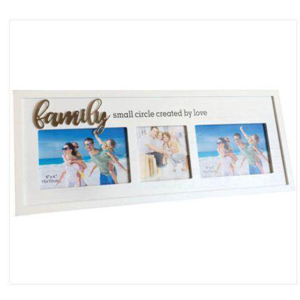 Multi White Photo Frame with Raised Metal Writing for Family Gift Decor H