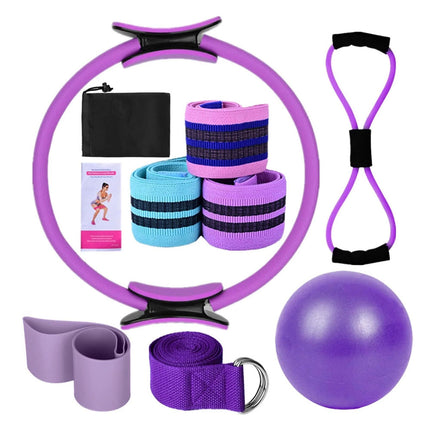 Better Me Pilates Essentials Kit Pilates Rings Booty Bands Yoga Set Hip Exercise Purple