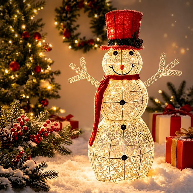 70cm Lighted Snowman Christmas Decoration LED Metal Frame Holiday Indoor Outdoor