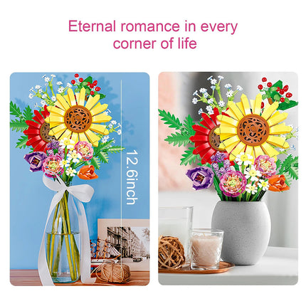 Flower Bouquet Plants Building Blocks Mini Bricks Artificial Creative Decoration