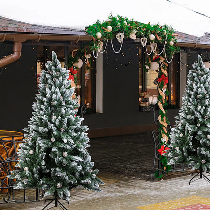Christmas Tree 2.1M Xmas Tree Bushy Pine Cone Decorations Snowy White