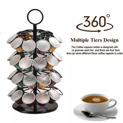 Coffee Capsule Organizer 360 Degree Rotating Holder Rack for 40 Pods Storage