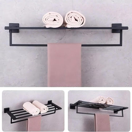 304 Stainless Steel Double Towel Rail Rack Bathroom Shelf Holder Wall Mounted