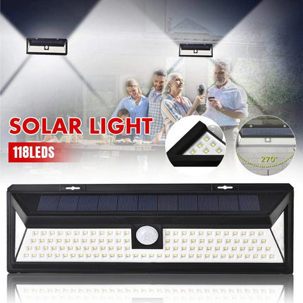 2 pcs 118 LED Solar Motion Sensor Light Outdoor Garden Security Lamp Floodlight