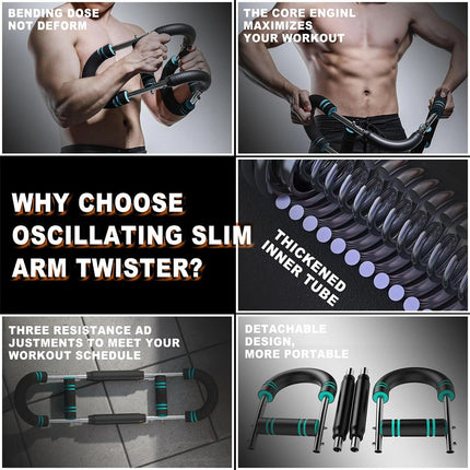 Twister Arm Exerciser Adjustable Training Bar Forearm Triceps Chest Strengthener 30KG