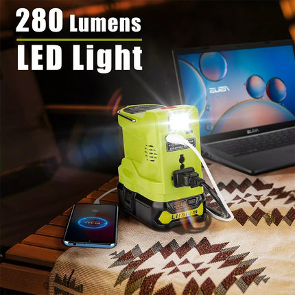 200W For Ryobi ONE Power Inverter 18V Battery Convert to AC 120V/220V w/Type-C