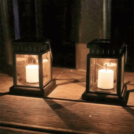 2 Lights Waterproof LED Solar Powered Hanging Lantern Light Outdoor Garden Table Lamp