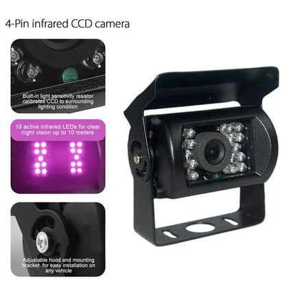 4 PIN Heavy Duty CCD Color Rear View Camera Waterproof IR Night Vision For Truck