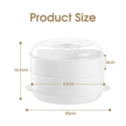 1PK Microwave Kitchen 2 Tier Steamer Food/Vegetables Container Cookware w/Lid