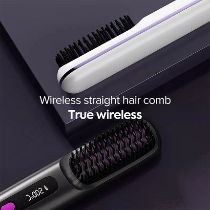 20s Fast Heating Cordless Hair Straightener Brush Hot Comb for Salon at Home