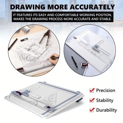 A3 Drawing Board Table Tool Portable Drafting Kit Parallel Motion Adjustable