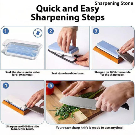 Double Sided Knife Block Knife Holder Banboo Sharpening Stone