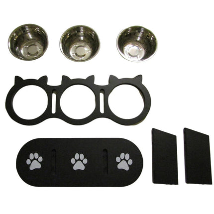 Adjustable Pet Feeder Stand 3PCS Elevated Dog Cat Food Bowl Rack Feeding Station