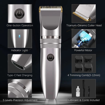 Professional Electric Hair Clippers Men Rechargeable Beard Trimmer Haircut Kits