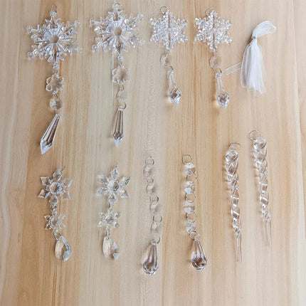 Snowflake Icicle Ornament Christmas Xmas Tree Decoration Hanging Pendant Decor