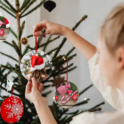 26Pcs Christmas Sublimation Ornament with Red String Double Sides Sublimation