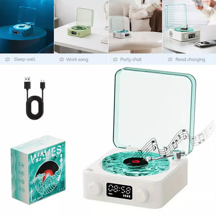 Portable Vintage Vinyl Speaker Wireless with Adjustable Light for Bedroom Party
