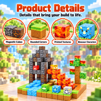 80 Pcs 3D Building Blocks Dinosaur Lava World Toy Creative Cube Christmas Gift