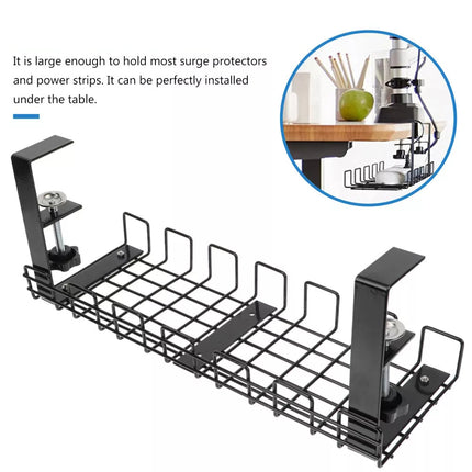 Under Desk Cable Management Tray Organizer for Wire Cord Power Charger Plugs