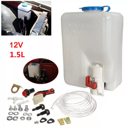 1.5L Car Windscreen Washer Bottle Kit Pump Universal Windshield Wiper Reservoir