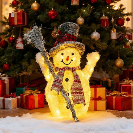 Solar powered Christmas Decoration Lights Snowman Metal Frame LED Light Iron 65cm