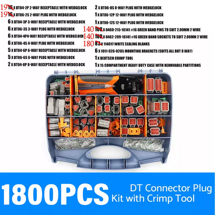 1800PC Deutsch DT Connector Plug Kit With Deutsch Crimp Tool Auto Marine